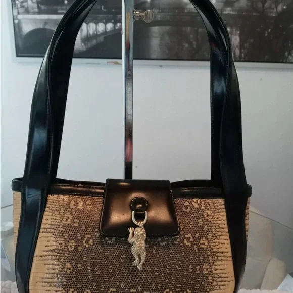 Barry Kiesselstein-Cord Varanus Lizard Exotic Leather Sophisticated Shoulder Bag - Picture 1 of 5